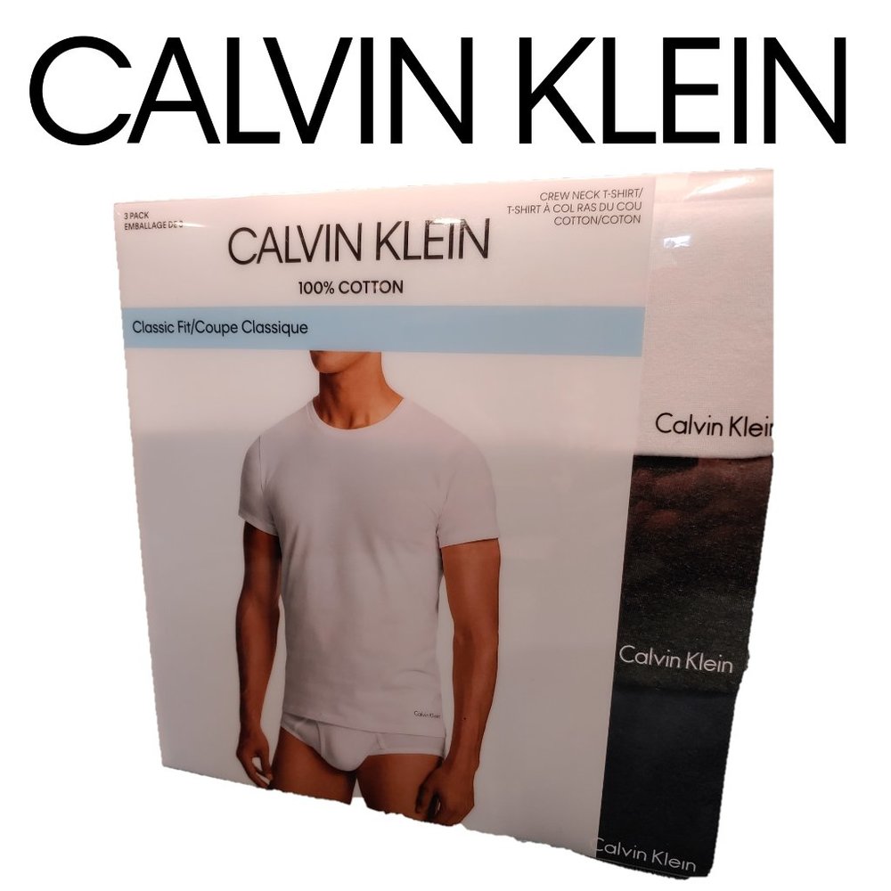 🆕 Calvin Klein Crew Neck T-Shirt, Classic Fit, 3-Pack, Multi-Color